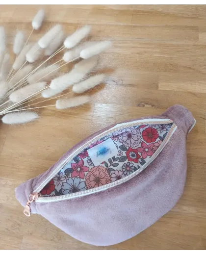 Sac banane enfant minky doux  vieux rose