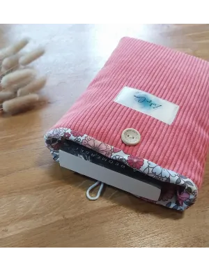 Housse protège livre velours rose