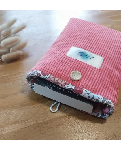 Housse protège livre velours rose