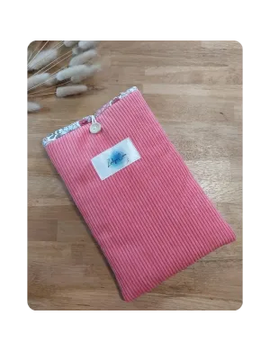 Housse protège livre velours rose