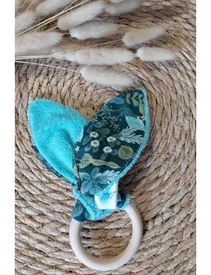 Anneau de dentition bleu paon et vert