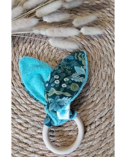 Anneau de dentition bleu paon et vert
