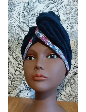 Serviette cheveux bleu marine