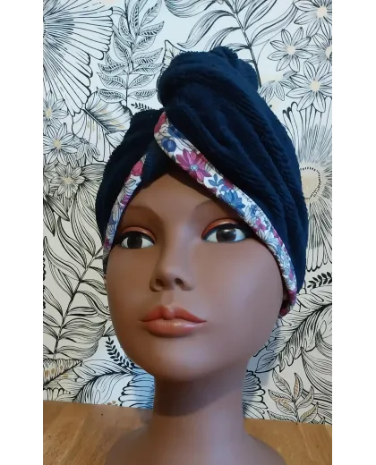 Serviette cheveux bleu marine Serviette cheveux bleu marine