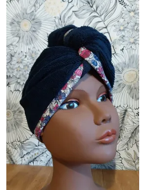 Serviette cheveux bleu marine