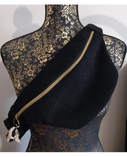 Sac banane velours noir