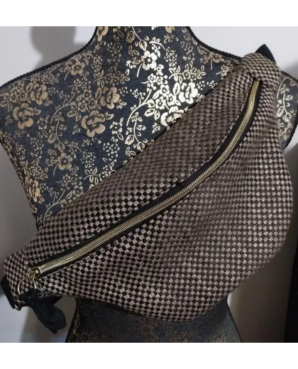 Sac banane graphique marron et noir