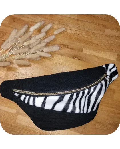 Sac Banane Velours Côtelé & Effet Zèbre