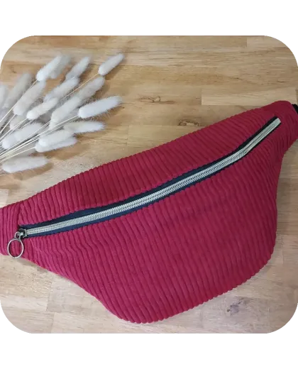 Sac banane velours bordeaux et noir