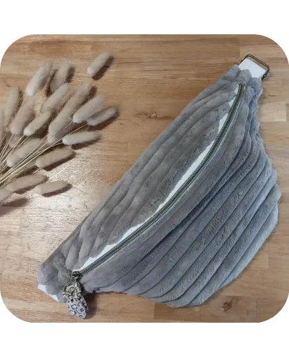 Sac banane velours taupe