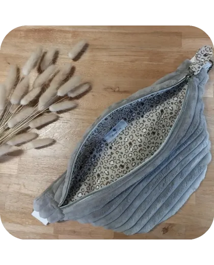 Sac banane velours taupe