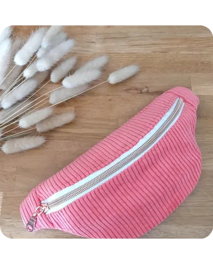 Sac banane enfant velours rose