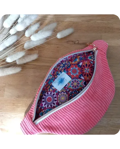 Sac banane enfant velours rose