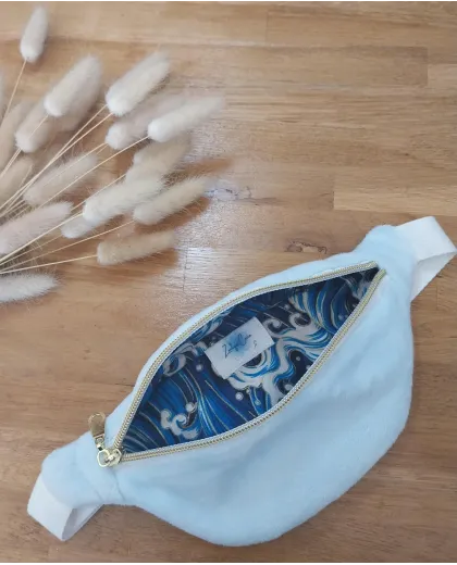 Sac banane enfant minky doux  bleu